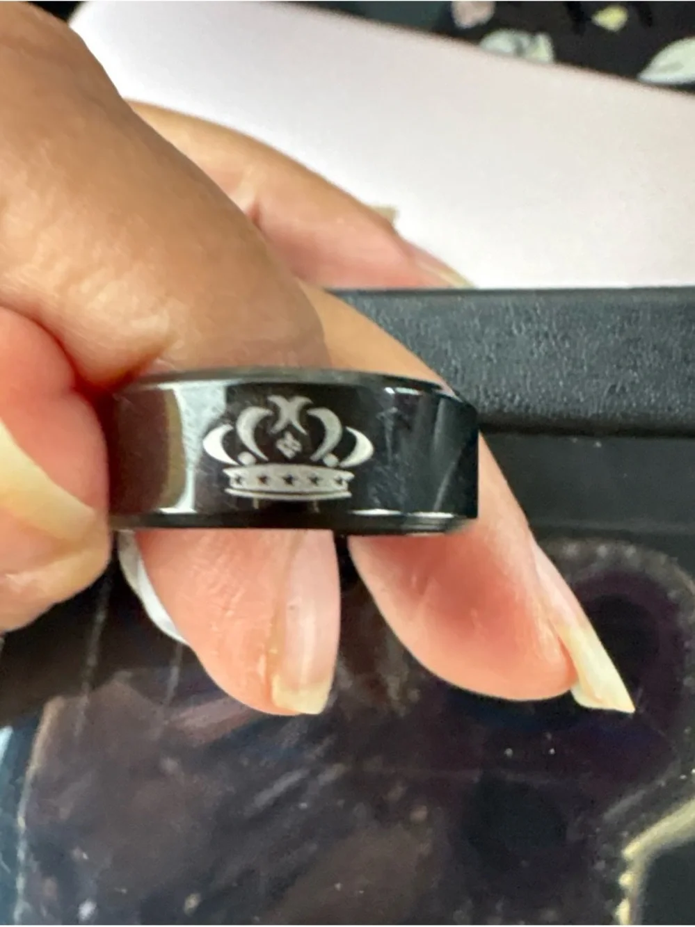 Black Crown-Emblem Men's Ring